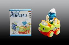 电动万向卡通蓝精灵车/带灯光、音乐、动作/二色混装