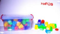 70PCS益智数字移印积木桶